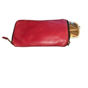 Red Leather Zippered Pouch